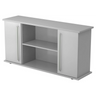 Graues Sideboard KAPA SB mit zwei Türen, Chromgriffen und offenem Fach von hjh OFFICE PRO