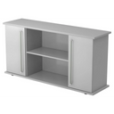 Graues Sideboard KAPA SB mit zwei Türen, Chromgriffen und offenem Fach von hjh OFFICE PRO
