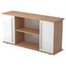Sideboard KAPA SB in Nussbaum- und Weiß-Optik mit zwei Türen, offenen Fächern und Chromgriffen von hjh OFFICE PRO