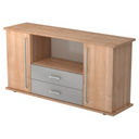 Sideboard KAPA SB in Nussbaumoptik mit zwei Türen, zwei grauen Schubladen und Chromgriffen von hjh OFFICE PRO