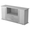 Graues Sideboard KAPA SB mit zwei Türen, zwei Schubladen und Chromgriffen von hjh OFFICE PRO