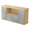 Sideboard KAPA SB in Ahorn und Silber mit zwei Türen, zwei Schubladen und Chromgriffen von hjh OFFICE PRO