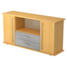Sideboard KAPA SB in Buche-Optik mit zwei Türen, zwei grauen Schubladen und Chromgriffen von hjh OFFICE PRO
