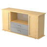Sideboard KAPA SB in Ahornoptik mit zwei Türen, zwei grauen Schubladen und Chromgriffen von hjh OFFICE PRO