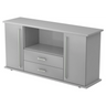 Graues Sideboard KAPA SB mit zwei Türen, zwei Schubladen und silbernen Griffen von hjh OFFICE PRO