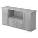 Graues Sideboard KAPA SB mit zwei Türen, zwei Schubladen und silbernen Griffen von hjh OFFICE PRO