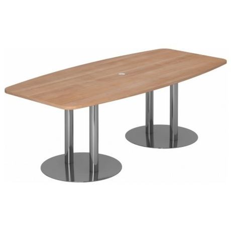 Konferenztisch KARAT S 22 C mit nussbaumnener Platte und zwei verchromten Säulenfüßen von hjh OFFICE PRO