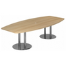 Ovaler Konferenztisch KARAT S 28 C in Eicheoptik mit zwei Säulenfüßen aus Chrom von hjh OFFICE PRO