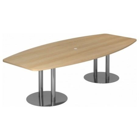 Ovaler Konferenztisch KARAT S 28 C in Eicheoptik mit zwei Säulenfüßen aus Chrom von hjh OFFICE PRO