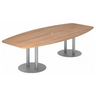 Konferenztisch KARAT S 28 S mit Nussbaumnholz-Platte und zwei silbernen Säulenfüßen von hjh OFFICE PRO
