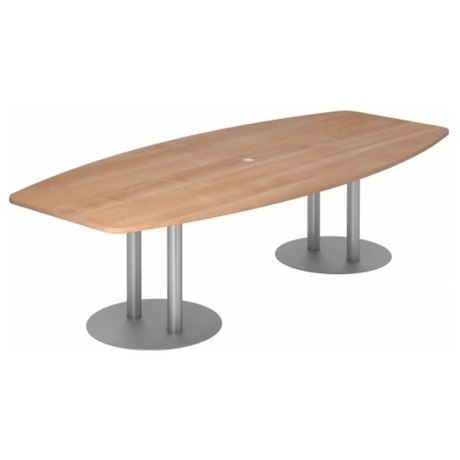 Konferenztisch KARAT S 28 S mit Nussbaumnholz-Platte und zwei silbernen Säulenfüßen von hjh OFFICE PRO