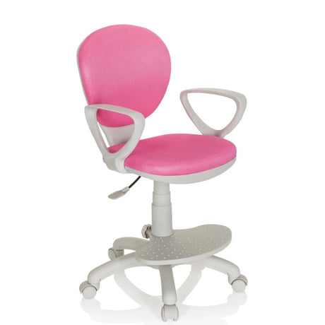 Kinderdrehstuhl KID COLOUR G1 in Pink und Grau mit integrierter Fußstütze und Rollen von hjh OFFICE