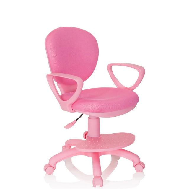 Pinker Kinderdrehstuhl KID COLOUR mit Armlehnen und Rollenfuß von hjh OFFICE