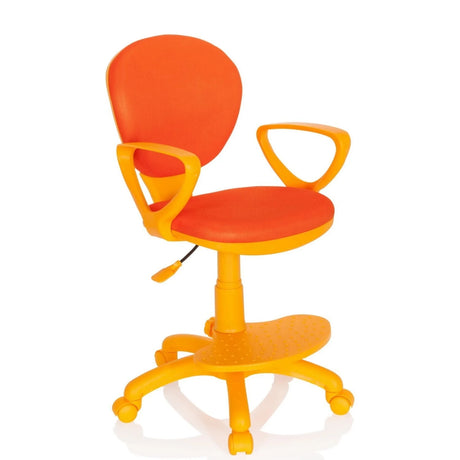 Oranger Kinderdrehstuhl KID COLOUR mit Netzrückenlehne, Armlehnen und Fußstütze von hjh OFFICE