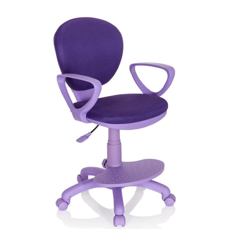 Lila Kinderdrehstuhl KID COLOUR mit Netzbezug, Armlehnen und Fußstütze von hjh OFFICE