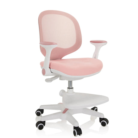 Rosa Kinderstuhl KID ERGO mit weißem Gestell und Rollen von hjh OFFICE