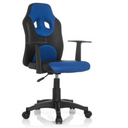Kinderdrehstuhl KID GAME AL in Schwarz-Blau mit zwei Armlehnen und Rollen von hjh OFFICE