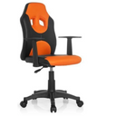 Kinderdrehstuhl KID GAME AL in Schwarz-Orange mit Armlehnen und Rollen von hjh OFFICE