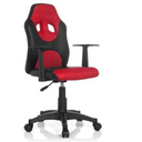 Kinderdrehstuhl KID GAME AL in Schwarz-Rot mit Armlehnen und Rollen von hjh OFFICE