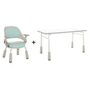 Kinderstuhl-Set KID GRO SET mit hellblauen Sitzflächen und weißem Schreibtisch von hjh OFFICE
