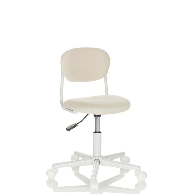 Beiger Kinderdrehstuhl KIDDY BASE I mit gepolsterter Sitzfläche und weißem Fußkreuz von hjh OFFICE