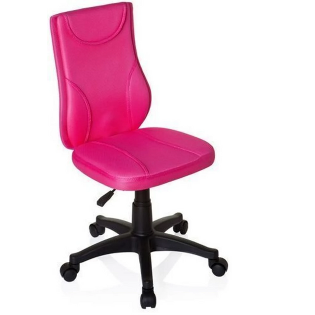 Pinker Kinderdrehstuhl KIDDY BASE mit Netzbezug und schwarzem Fußkreuz auf Rollen von hjh OFFICE