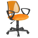 Kinderdrehstuhl KIDDY CD in Orange mit Netzrückenlehne und schwarzen Armlehnen von hjh OFFICE