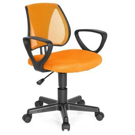 Kinderdrehstuhl KIDDY CD in Orange mit Netzrückenlehne und schwarzen Armlehnen von hjh OFFICE
