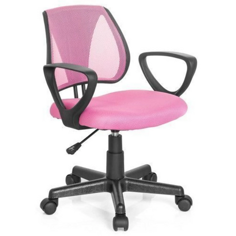 Rosa Kinderdrehstuhl KIDDY CD mit Netzrückenlehne und schwarzen Armlehnen von hjh OFFICE
