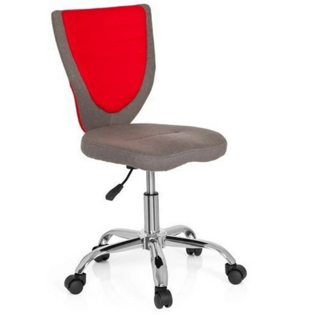 Kinderdrehstuhl KIDDY COMFORT in Grau und Rot mit glänzendem Metallfuß und Rollen von hjh OFFICE