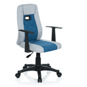 Kinderdrehstuhl KIDDY EXTRA in Grau und Blau mit schwarzen Armlehnen und Rollen von hjh OFFICE