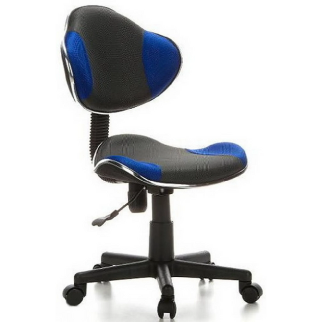 Kinderdrehstuhl KIDDY GTI-2 in Grau und Blau mit Netzbezug und Rollenfußkreuz von hjh OFFICE