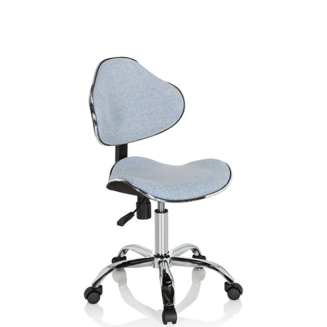 Blauer Kinderdrehstuhl KIDDY GTI-3 mit glänzendem Metallgestell und Rollen von hjh OFFICE