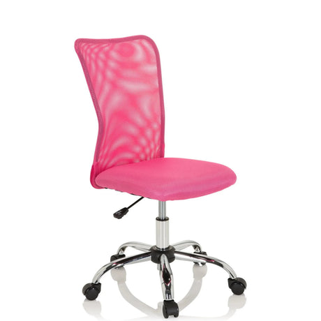 Rosa Kinderdrehstuhl KIDDY NET I mit Netzrückenlehne und glänzendem Fußkreuz von hjh OFFICE