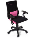 Kinderdrehstuhl KIDDY PRO AL in Schwarz-Pink mit Armlehnen und Rollen von hjh OFFICE
