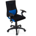 Kinderdrehstuhl KIDDY PRO AL in Schwarz und Blau mit Armlehnen und Rollen von hjh OFFICE