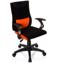Kinderdrehstuhl KIDDY PRO AL in Schwarz-Orange mit Armlehnen und Rollenfußkreuz von hjh OFFICE