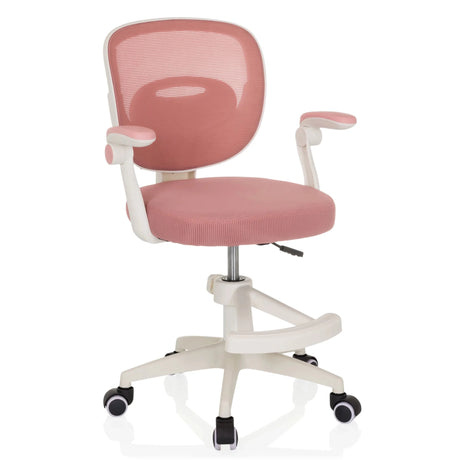 Rosa Kinderdrehstuhl KIDDY SMART mit Netzrückenlehne und weißem Gestell von hjh OFFICE