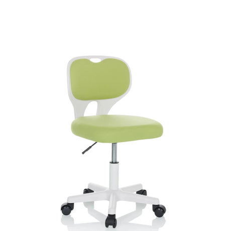 Grüner Kinderdrehstuhl KIDDY TOP W mit weißem Gestell und Rollen von hjh OFFICE