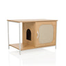 Katzenhaus KITTYHOME 1 in Buche-Optik mit weißem Metallgestell und integriertem Schlafplatz von hjh LIVING