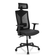 Profi-Bürostuhl KODIAK in Schwarz mit Netzrücken, Kopfstütze und Armlehnen von hjh OFFICE