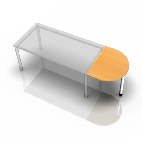 Schreibtisch KONTOR KA 60 mit buchenfarbener, halbkreisförmiger Tischplatte und Metallgestell von hjh OFFICE PRO