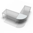 Grauer Schreibtisch KONTOR KP 91 in L-Form mit einer abgerundeten Ecke von hjh OFFICE PRO
