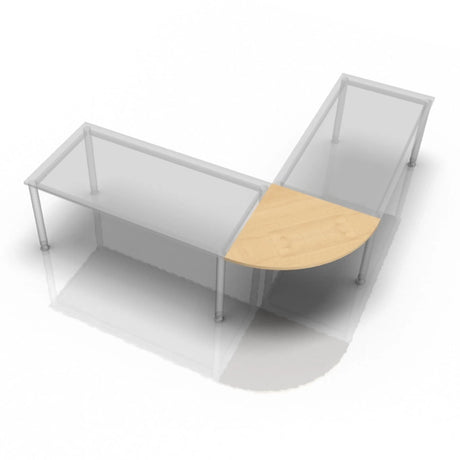 Eckschreibtisch KONTOR KP 91 in heller Ahornholz-Optik mit einer abgerundeten Ecke von hjh OFFICE PRO