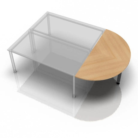 Ansatztisch LA60 G / LA80 G / LA160 G in Eiche mit einer halbkreisförmigen Tischplatte von hjh OFFICE PRO