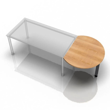 Ansatztisch LA60 G / LA80 G / LA160 G mit einer halbkreisförmigen Platte in Nussbaum-Optik von hjh OFFICE PRO