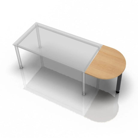 Ansatztisch LA60 G / LA80 G / LA160 G mit halbrunder Platte in Eicheoptik und silbernen Beinen von hjh OFFICE PRO