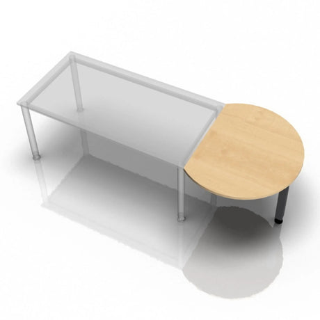 Ansatztisch LA60 G / LA80 G / LA160 G mit heller Ahornoberfläche und einer halbkreisförmigen Platte von hjh OFFICE PRO