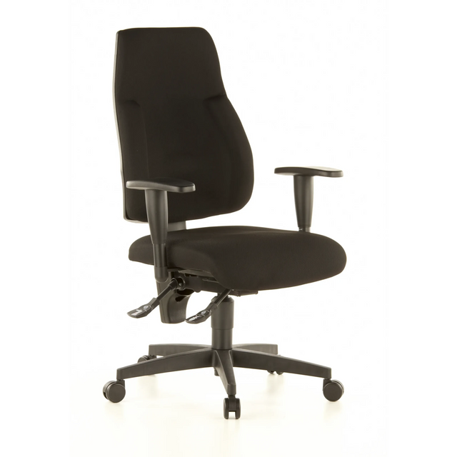 Schwarzer Profi-Bürostuhl LADY SITNESS C K2 mit Armlehnen und Rollenkreuz von Topstar