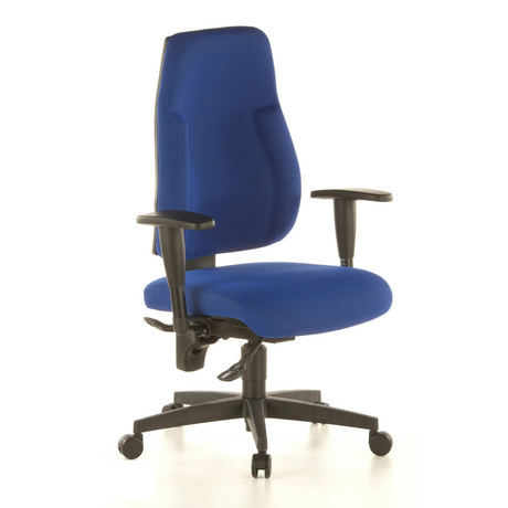 Profi-Bürostuhl LADY SITNESS C K2 mit blauem Stoffbezug und schwarzen Armlehnen von Topstar
